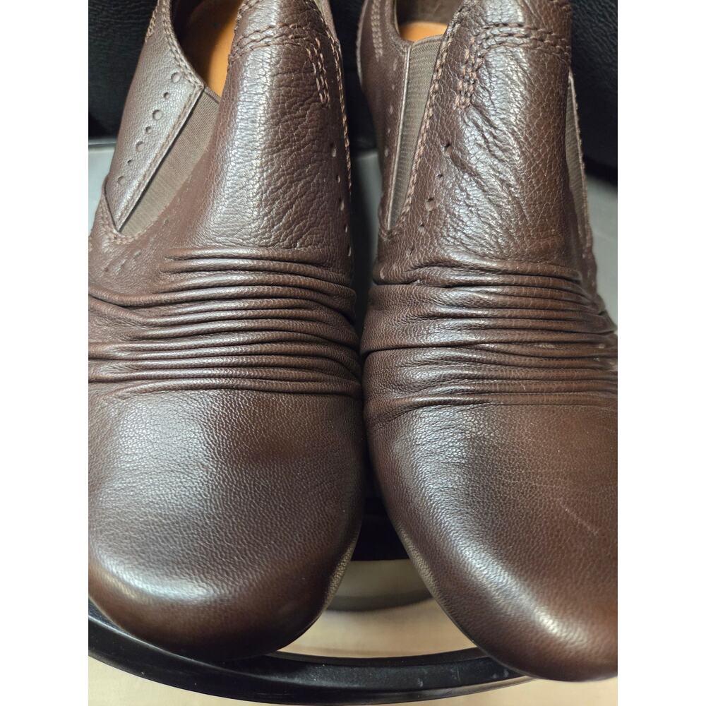 Yii Brown Leather Mules Clogs Slip-On Comfort Shoes Women’s 10 Block Heel
